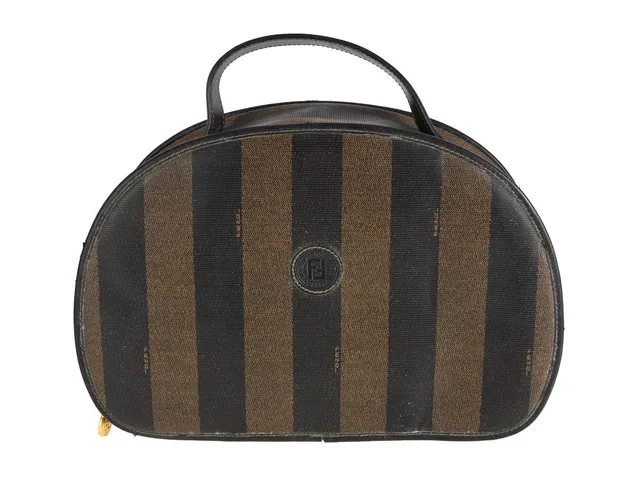 NECESSÄR, FENDI, vintage, brun, svart, canvas, 30x20x9 cm, bruksslitage.