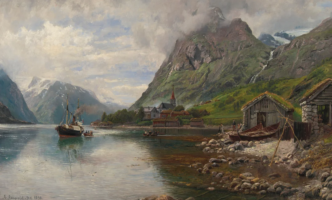Askevold, Anders — Norsk fjordlandskap, 1898 — Kunst/Maleri — Blomqvist