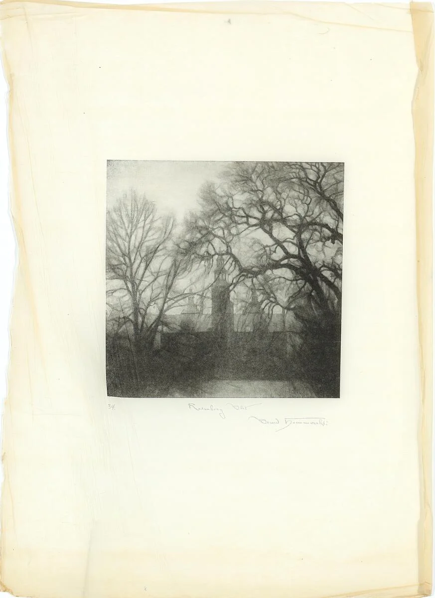 Three items, two depicting Rosenborg Castle and one showing the garden at Princes' Palace. 1915. Signed in print. Nos. 2, 33 and 34. C. 59×45 cm. Unframed. (3). — Prints & Drawings — Bruun Rasmussen