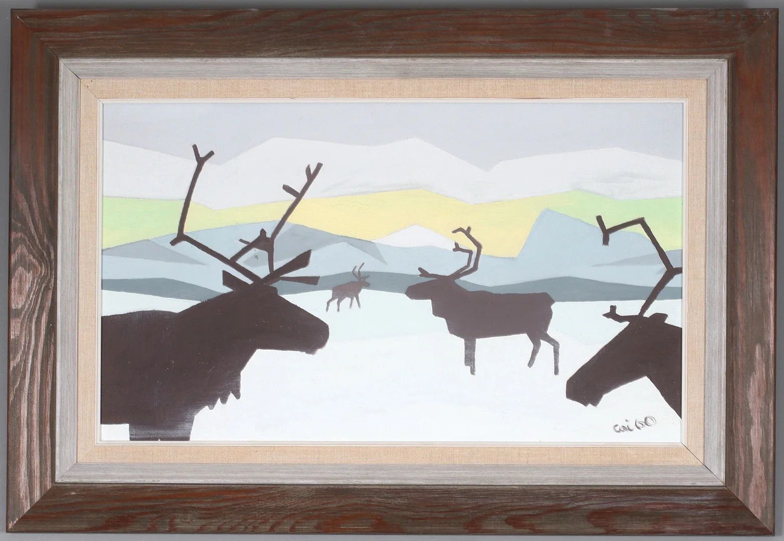 CAI POULSEN. Renar, olja på pannå, signerad och daterad -60. — Paintings — Stadsauktion Sundsvall