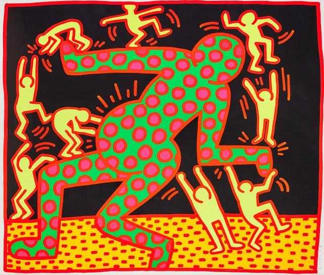 KEITH HARING. Untitled (Plate # 3), from: "Untitled 1-5 (Fertility Suite)", color serigraphy, 1983, 105.2 x 122.8 cm.