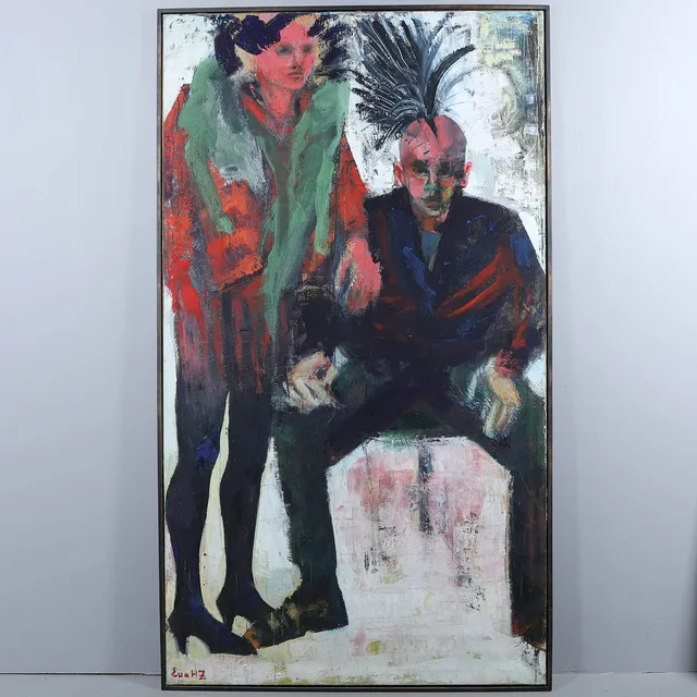 EVA ZETTERVALL. TAVLA. Olja på duk. Signerad "Eva HZ". 195x112 cm.