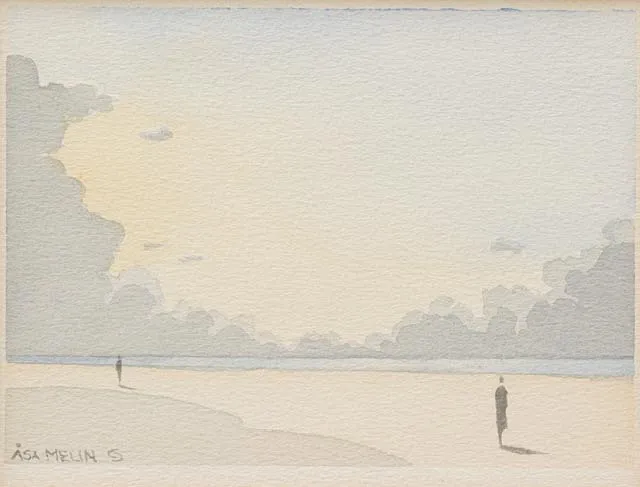 ÅSA MELIN (FÖDD 1955). På Sandhammarens strand, akvarell, signerad.