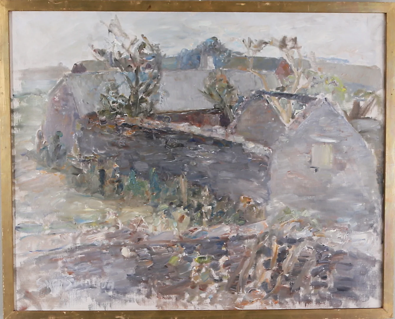 SVEN SVENSSON. "Gråväder över Johns gård, Segerstad Öland", olja på duk, signerad. — Paintings — Kalmar Auktionsverk