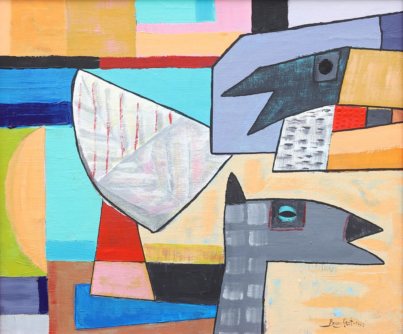 BENNO ARZT. Figurativt motiv, akryl på duk, signerad och daterad 1969. — Paintings — Garpenhus Auktioner