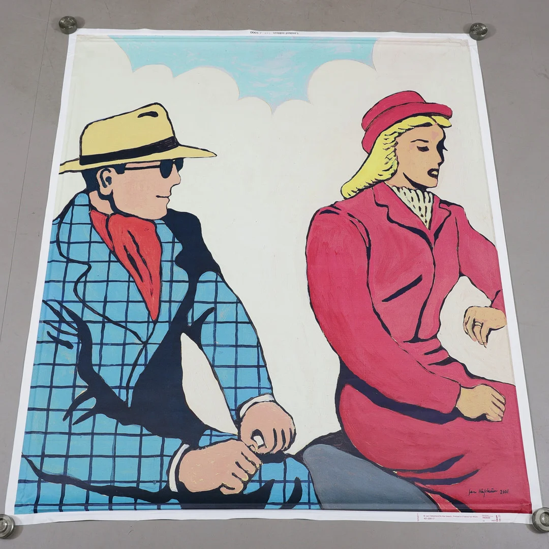 JAN HÅFSTRÖM. "On the Beach", screentryck på duk, ur Ikeas Art Event-serie, Premiär, begränsad upplaga /1000. — Engravings & Prints — Växjö Auktionskammare
