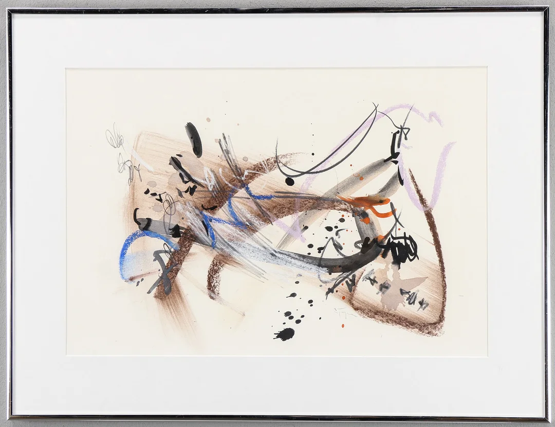 LARS SJÖGREN. Blandteknink, "Splittrad Diagonal Rörelse". — Paintings — Karlstad Hammarö Auktionsverk