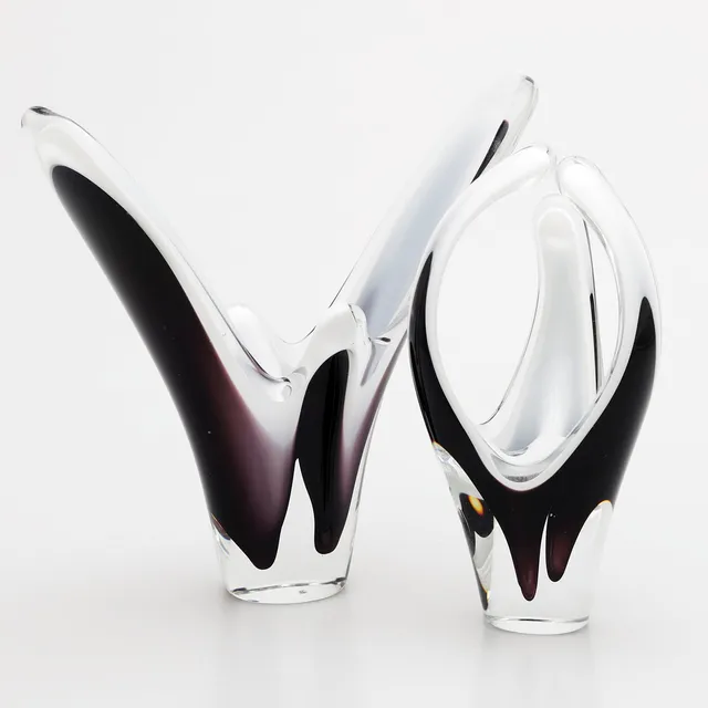 VASER, 2 st, glas, coquille, Flygsfors.