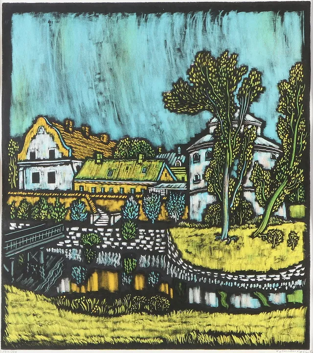 VYTAUTAS KASIULIS. Litografi, 164/500. Citadellet, Landskrona. Signerad.