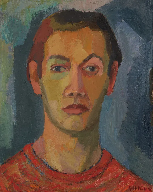 ROLF NORRMAN (1921–1964). "Självporträtt", olja på pannå, signerad Rolf N-n.