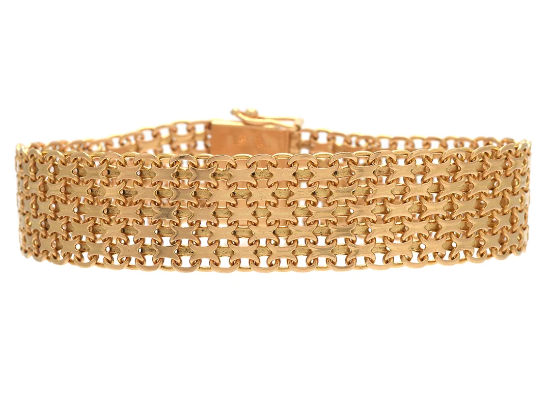 ARMBAND, 18K guld, "X-Länk" vikt 28,5 g, längd 18,5 cm, Sthlm 1965, — Smycken/Armband — Kaplans