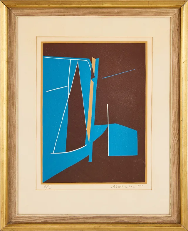 RICHARD MORTENSEN. Serigrafi, "Sirmione bleu", 1955, signerad samt numrerad 88/100.