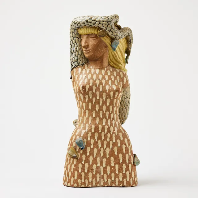STIG LINDBERG. "Trädkvinnan", skulptur, Gustavsberg, 1940-tal, stengods, delvis glaserad.