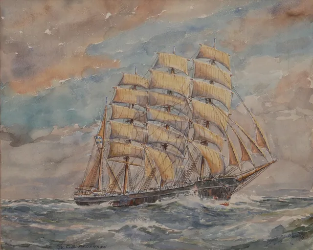 KJELL DYBERG. Marint motiv, akvarell, signerad Kjell Dyberg.