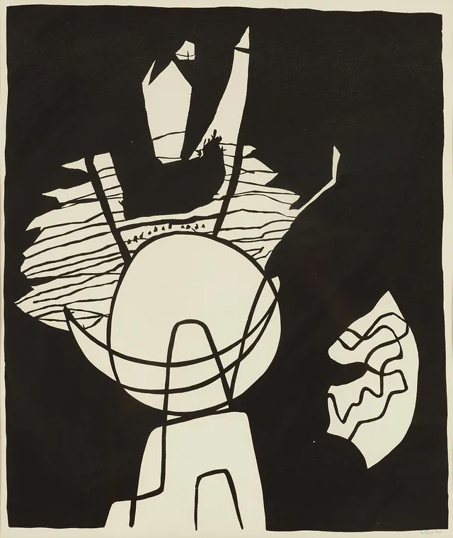 HERMAN TALVIK (ESTLAND/SVERIGE, 1906-1984). "Mångudens dikt", signerad, litografi.