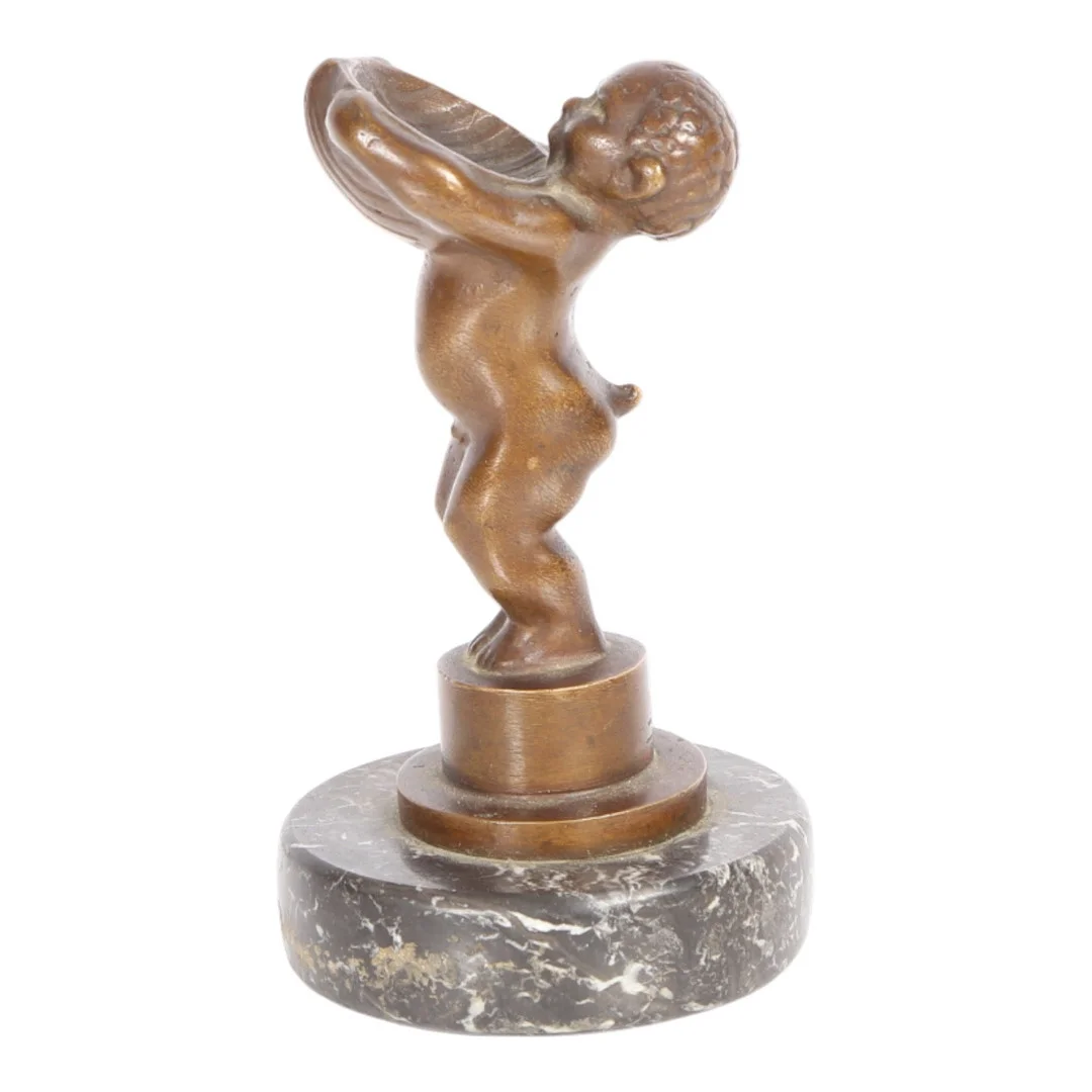 JENS JACOB BREGNØ (1877-1946). Lille skulptur af bruneret bronze i form af satyr med musling, 1930'erne. — Sculptures & Bronzes — Bidstrup Auktioner