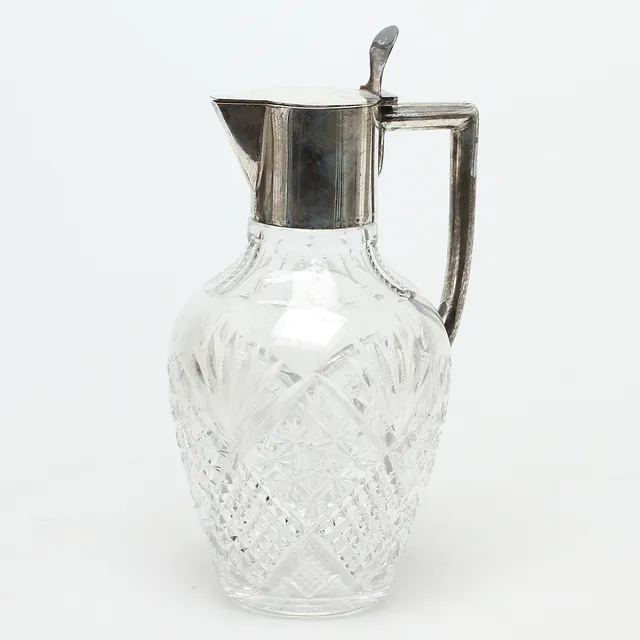 VINKANNA, slipat glas samt silver, CG Hallberg, 1898.