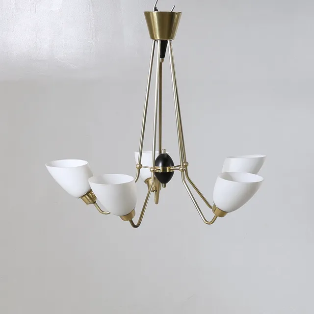 TAKLAMPA, mässing, opalinglas, Swedish Modern, 1940-/50-tal.