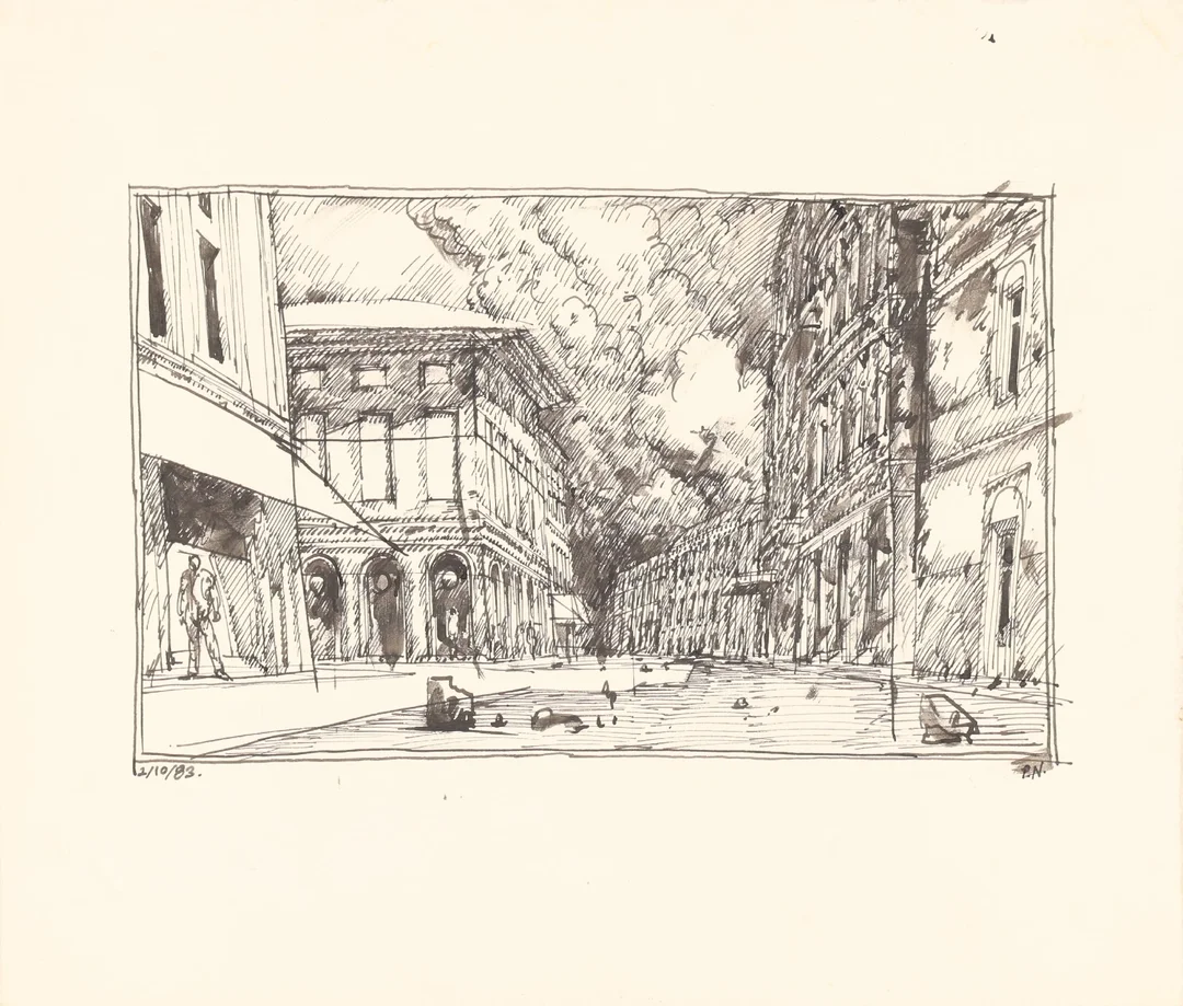 Palle Nielsen: 'The Enchanted City', pen and ink 1983 (cd) — Paintings and sculptures/Drawings — Lauritz