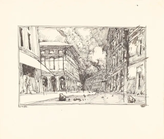Palle Nielsen: 'The Enchanted City', pen and ink 1983 (cd)