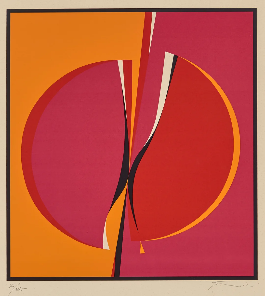 Gundersen, Gunnar S. — Komposisjon i orange, rosa og rødt — Kunst/Grafikk — Blomqvist