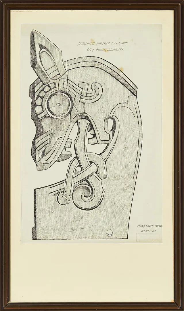 Gulbrandsen, Nora — "Dyrehode skaaret i eketræ (Fra Gokstadskibet)" 1924