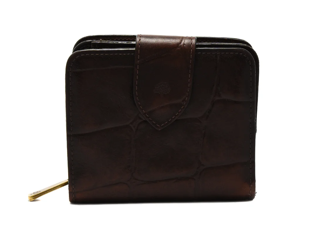 PLÅNBOK, MULBERRY, brunt präglat läder (Congo), 11x9 cm, mynt, sedel, 6st kontokortsfack. Visst slitage. — Accessoarer/Plånböcker — Kaplans