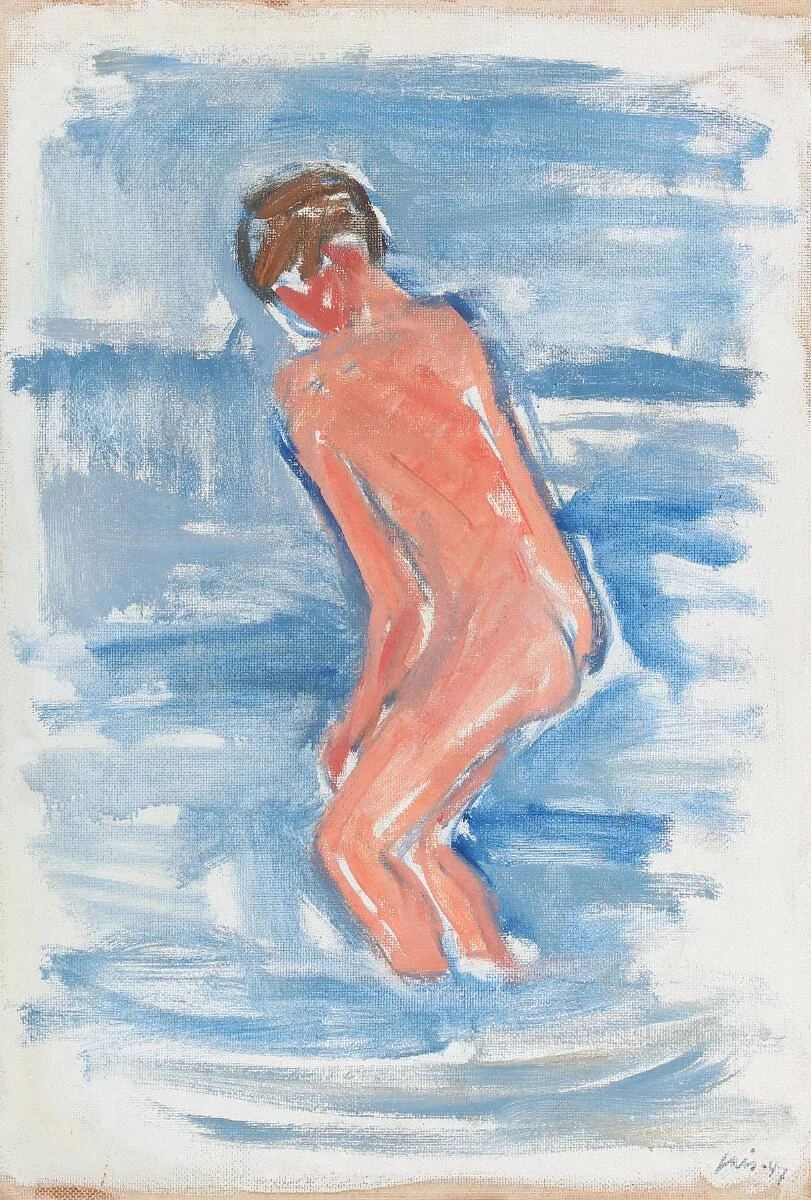 Bathing Boy, 1947. Signed Jais 47. Oil on canvas. 65×45 cm. — Modern Paintings/Classical modernism — Bruun Rasmussen