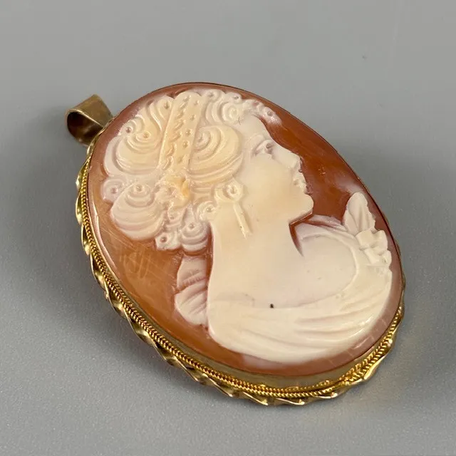 9CT MOUNTED CAMEO BROOCH.