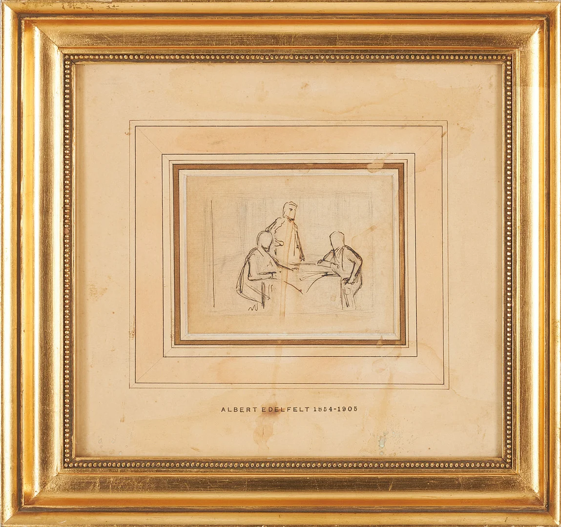 ALBERT EDELFELT. figurkomposition, tusch, osignerad, intygad a tergo. — Drawings — Stockholms Auktionsverk Sickla