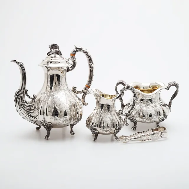 GUSTAF DAHLGREN. Kaffeservis, silver, Malmö, 1862, totalvikt 1777 gram.