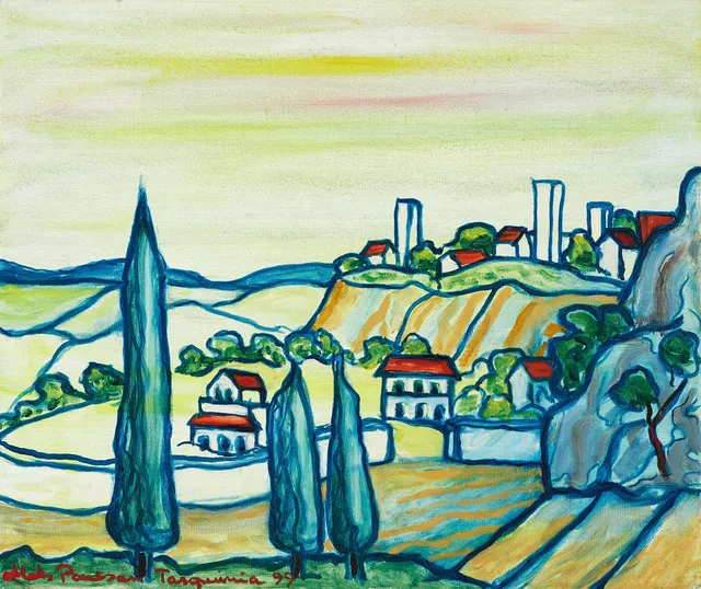 MATS PAULSON (1938-2021). "Italienskt Landskap", signerad och daterad Mats Paulson, Tarquinia 99, olja på duk.