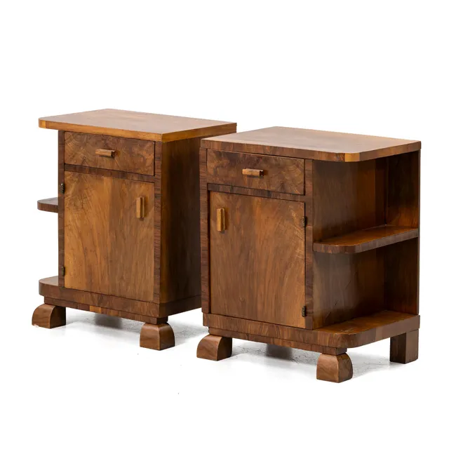 Sängbord, ett par, art deco-stil, 1900-talets mitt.
