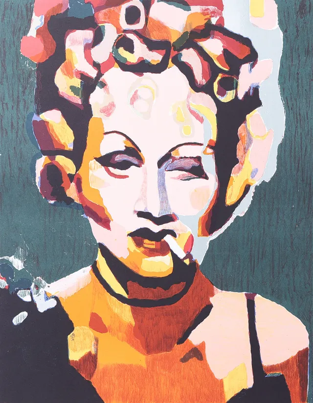 CECILIA SIKSTRÖM. MARLENE DIETRICH, färglitografi, signerad och numrerad 84/190.