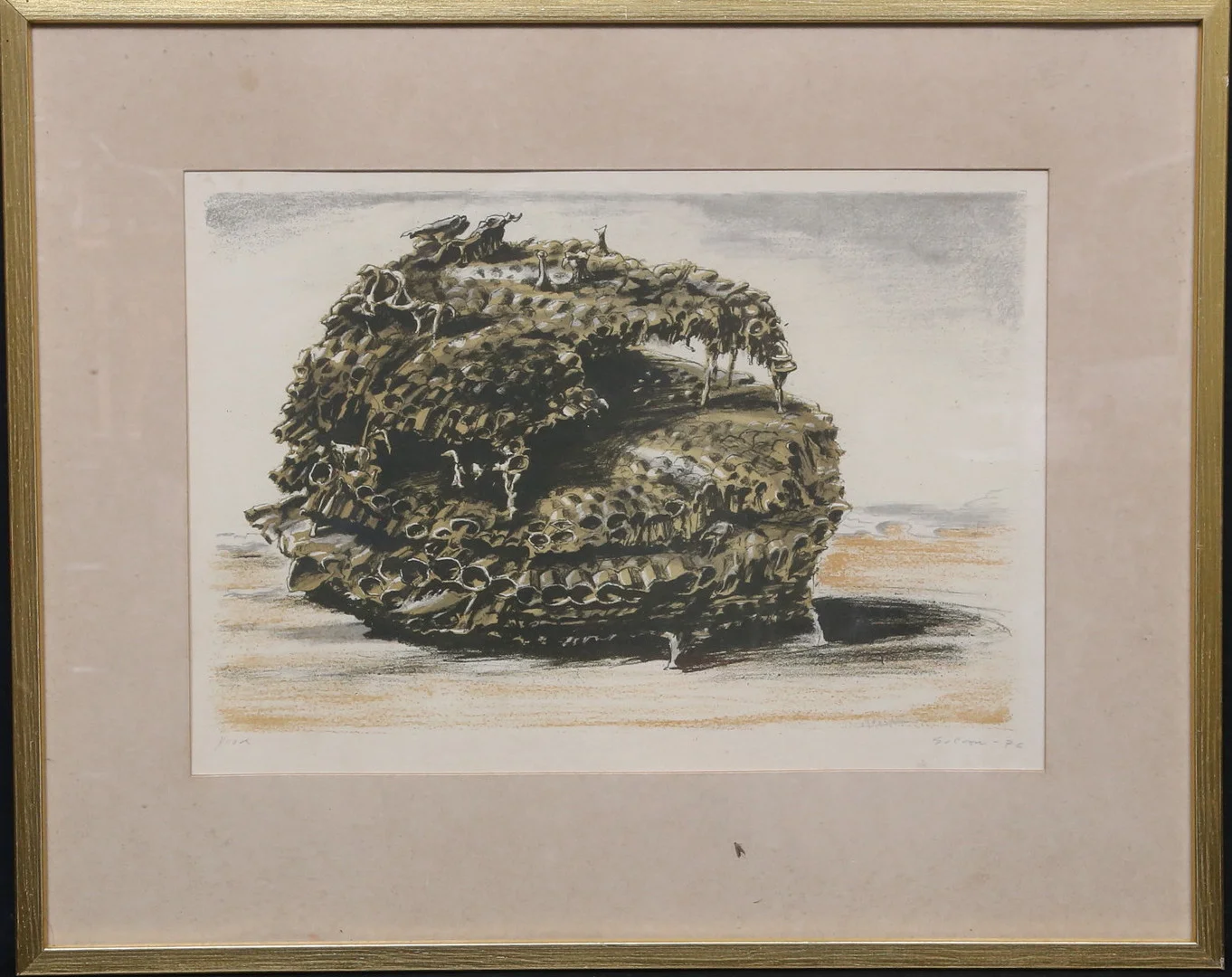 GÖSTA GIEROW. "Organisk colosseum". Färglitografi, signerad, numrerad 1/100 ex, daterad -76. — Engravings & Prints — Gomér & Andersson Linköping