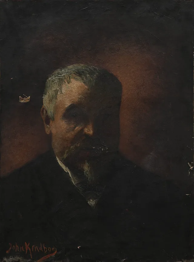 JOHN KINDBORG. olja på duk, porträtt, signerat.