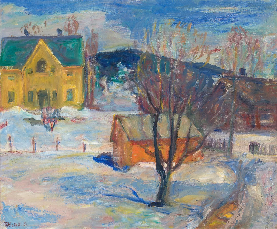 Holbø, Kristen — "Marskveld i Lillehammer" 1951 — Kunst/Maleri — Blomqvist
