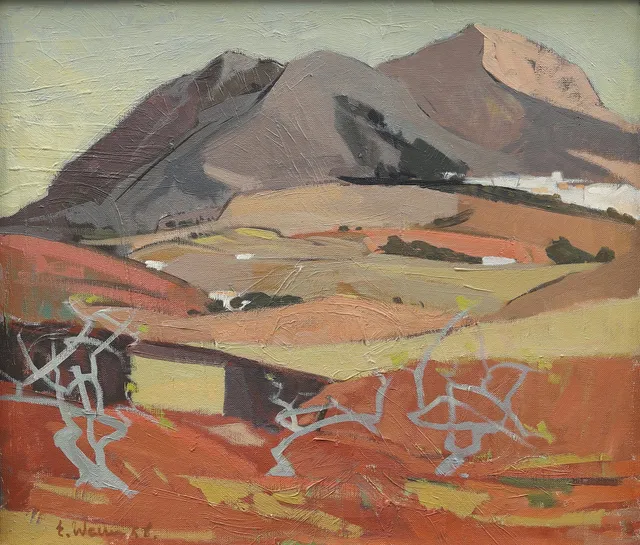 ERIK WALTER PERSSON. Bergslandskap, olja på duk, signerad och daterad 58.