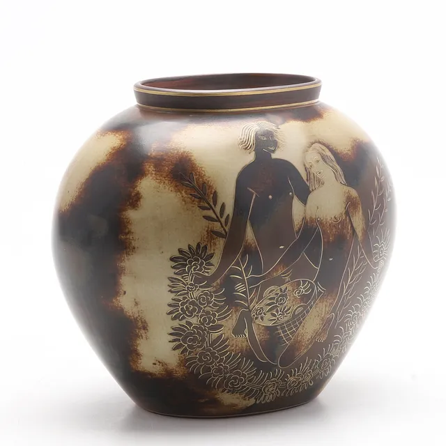 GUNNAR NYLUND. Urna, "Flambé", unik, Lidköping, märkt 1846.