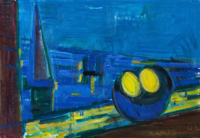 GERHARD LARSSON (1910-1990), Blått landskap, monogramsignerad, olja på duk.