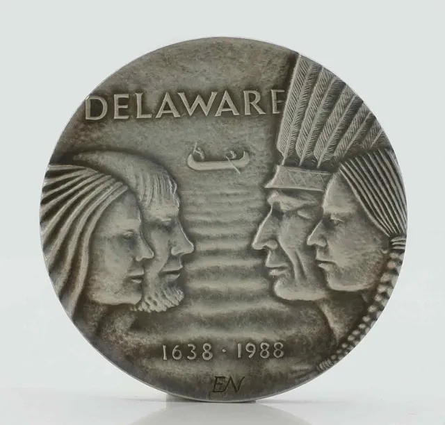 MEDALJ, silver, Delaware-jubileet, 1638-1988.