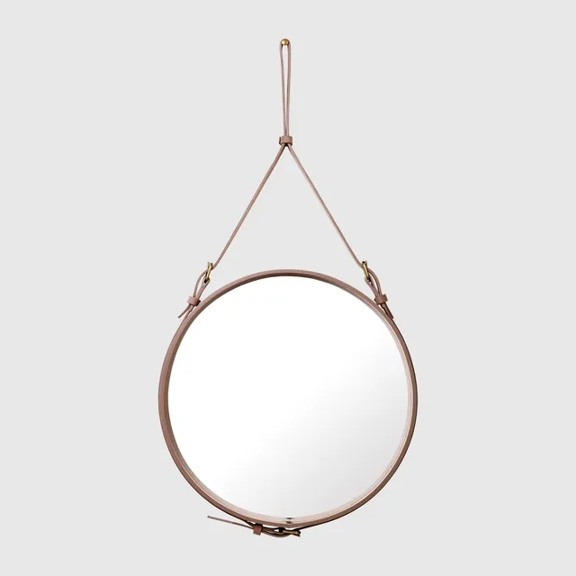 Jacques Adnet for Gubi. Cirkulært vægspejl model 'Adnet', Alcantara Dusty Cedar