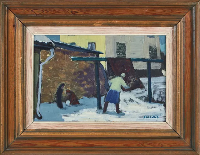 IVAR EKELUND (1908-2002). Figurkomposition, mattpiskning, olja på duk, signerad Ekelund.