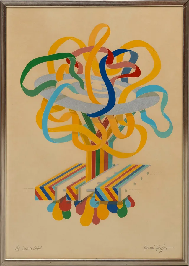 WERNER PFEIFFER (1937-). "Silver Orbit", färglitografi, signerad och numrerad, 38/50.