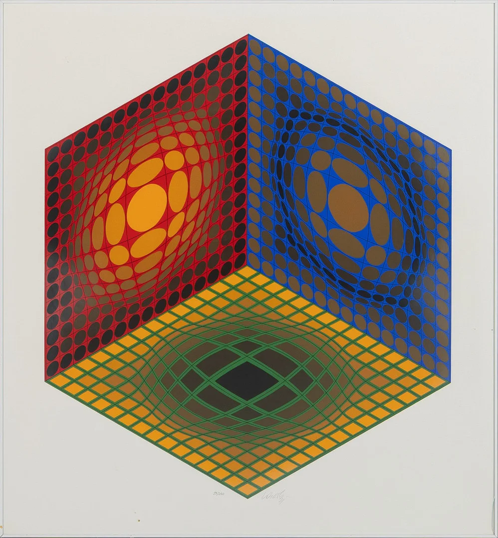 VICTOR VASARELY. Komposition, färglitografi. — Engravings & Prints — Stockholms Auktionsverk Helsingborg
