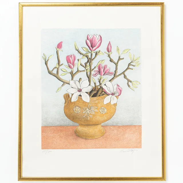 MARIA HILLFON. Blomsterstilleben, färglitografi, signerad och numrerad 295/300.