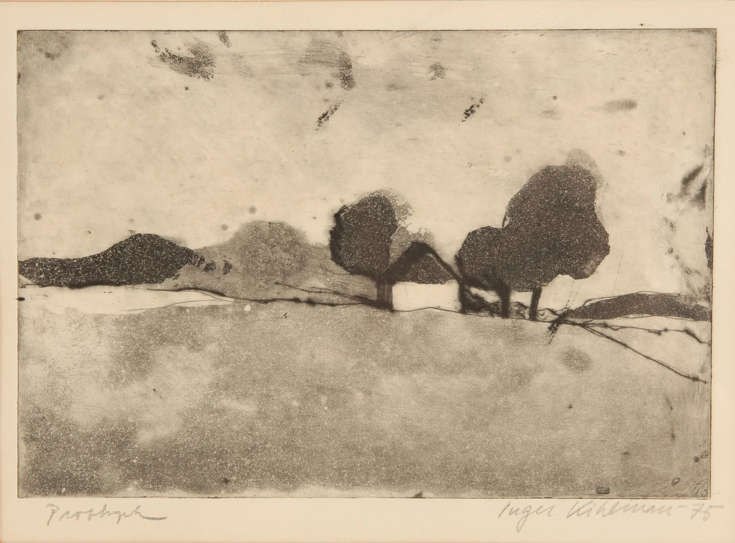 INGER KIHLMAN. 1933-1998. Grafik, etsning, signerad -75. — Engravings & Prints — Auktionsverket Engelholm