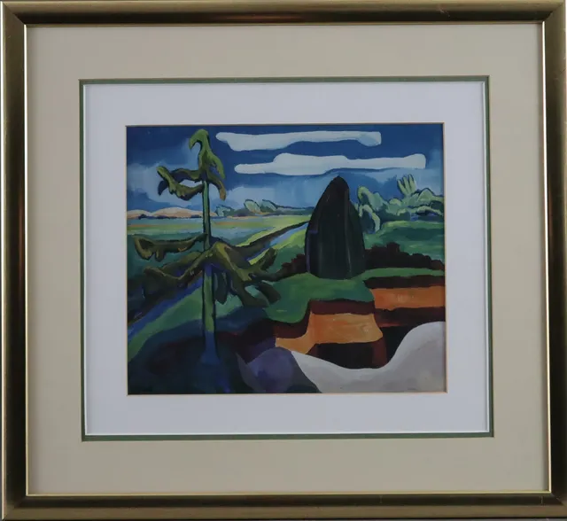 SCHMIDT-ROTTLUFF, KARL. "Pommersche Moorlandschaft", Farboffsetdruck.