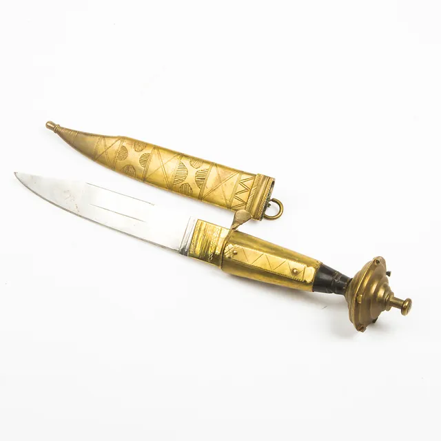 KNIV MED BALJA, mässing, 1900-tal.