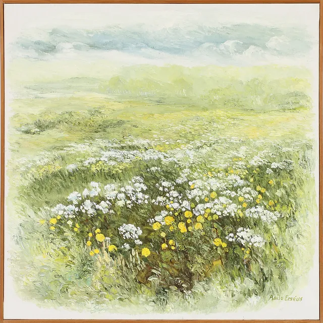 ANITA ERSÉUS. Blomsterstilleben, olja på duk, signerad.